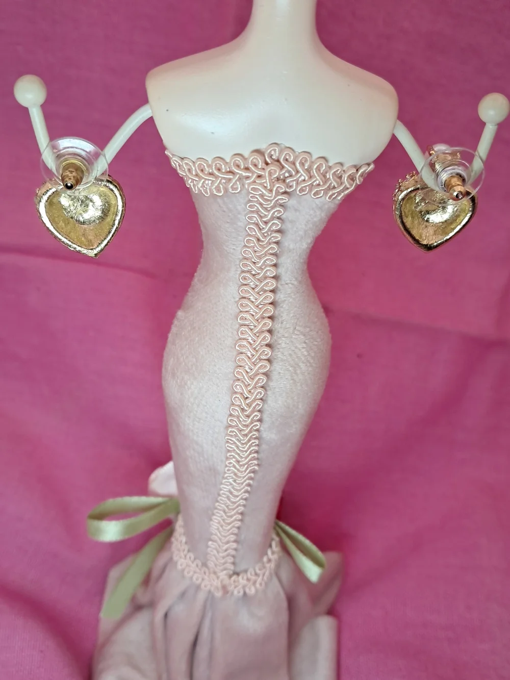 Vintage Chic  Goldtone Pave Crystal Heart & Faux Pearl Stud Earrings